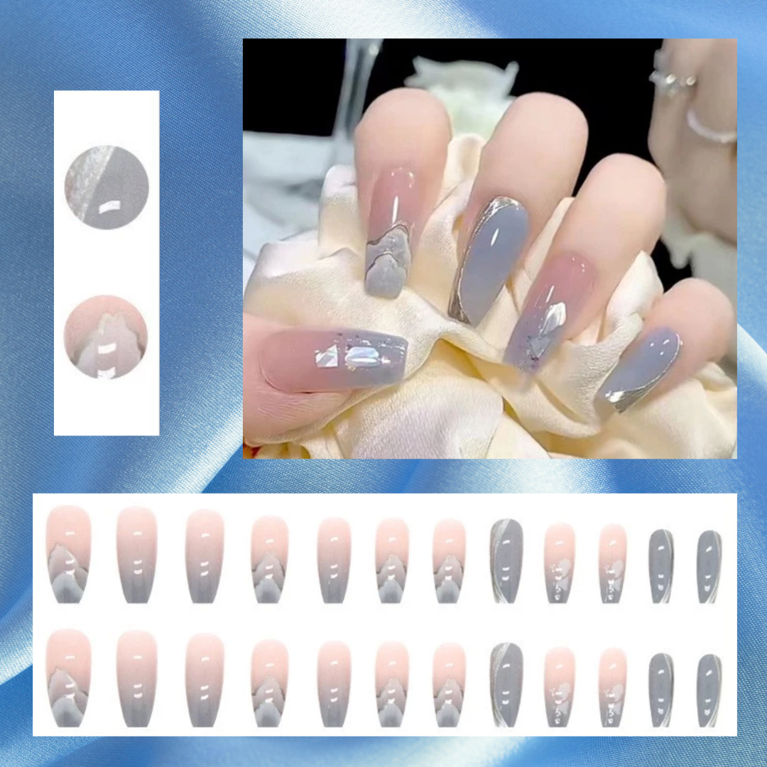 Transform Your Nails with 24pcs + 1 pc Jelly Gule L215