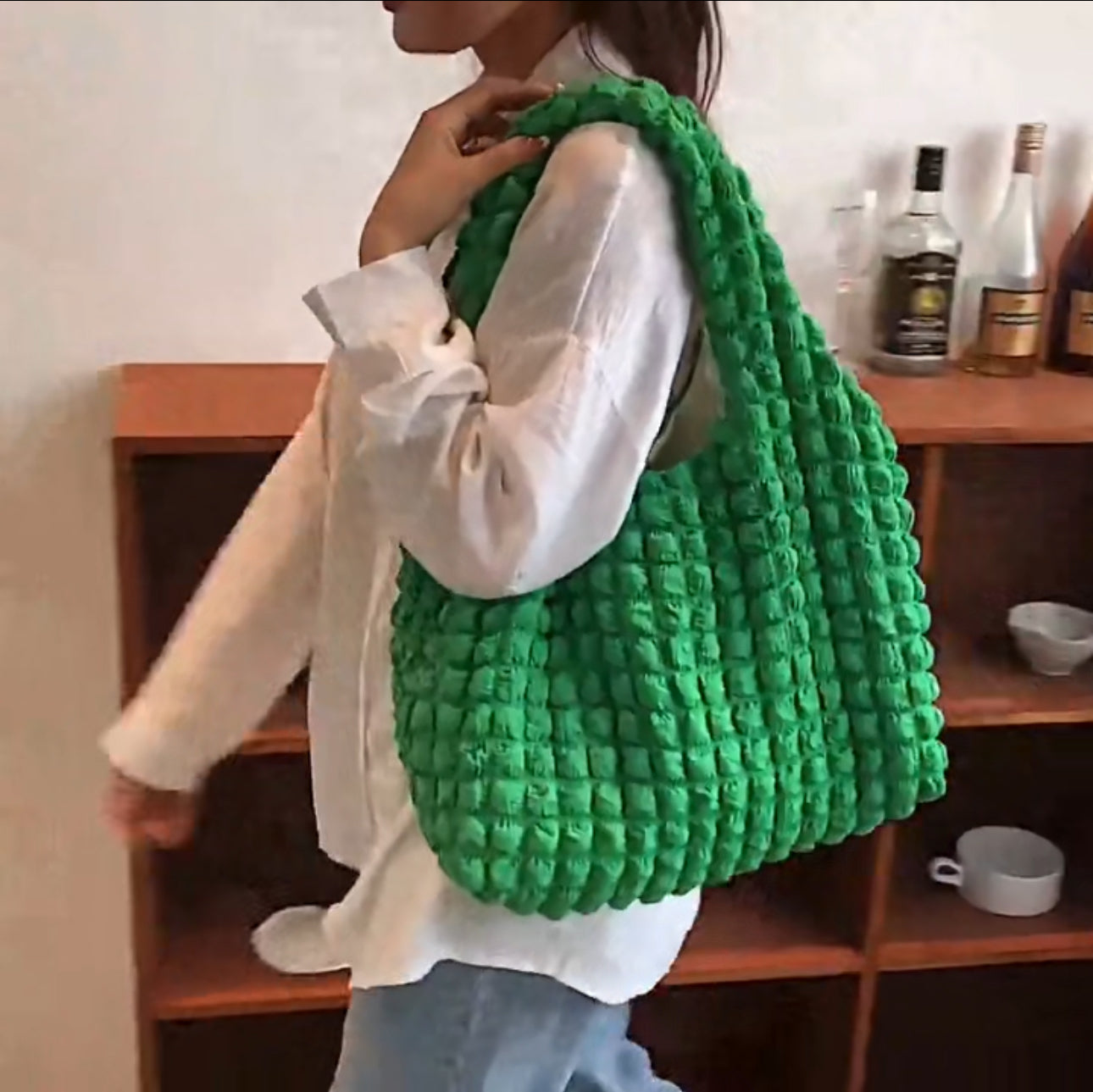 Korean Bubble Cloud Bag Casual Portable Fashion Shoulder Bag Large Capacity Shopping Tote Top-handle