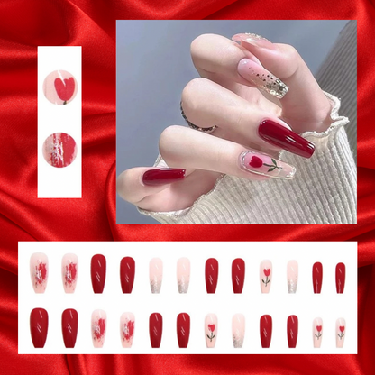 Transform Your Nails with 24pcs + 1 pc Jelly Gule L221