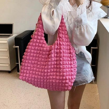 Korean Bubble Cloud Bag Casual Portable Fashion Shoulder Bag Large Capacity Shopping Tote Top-handle