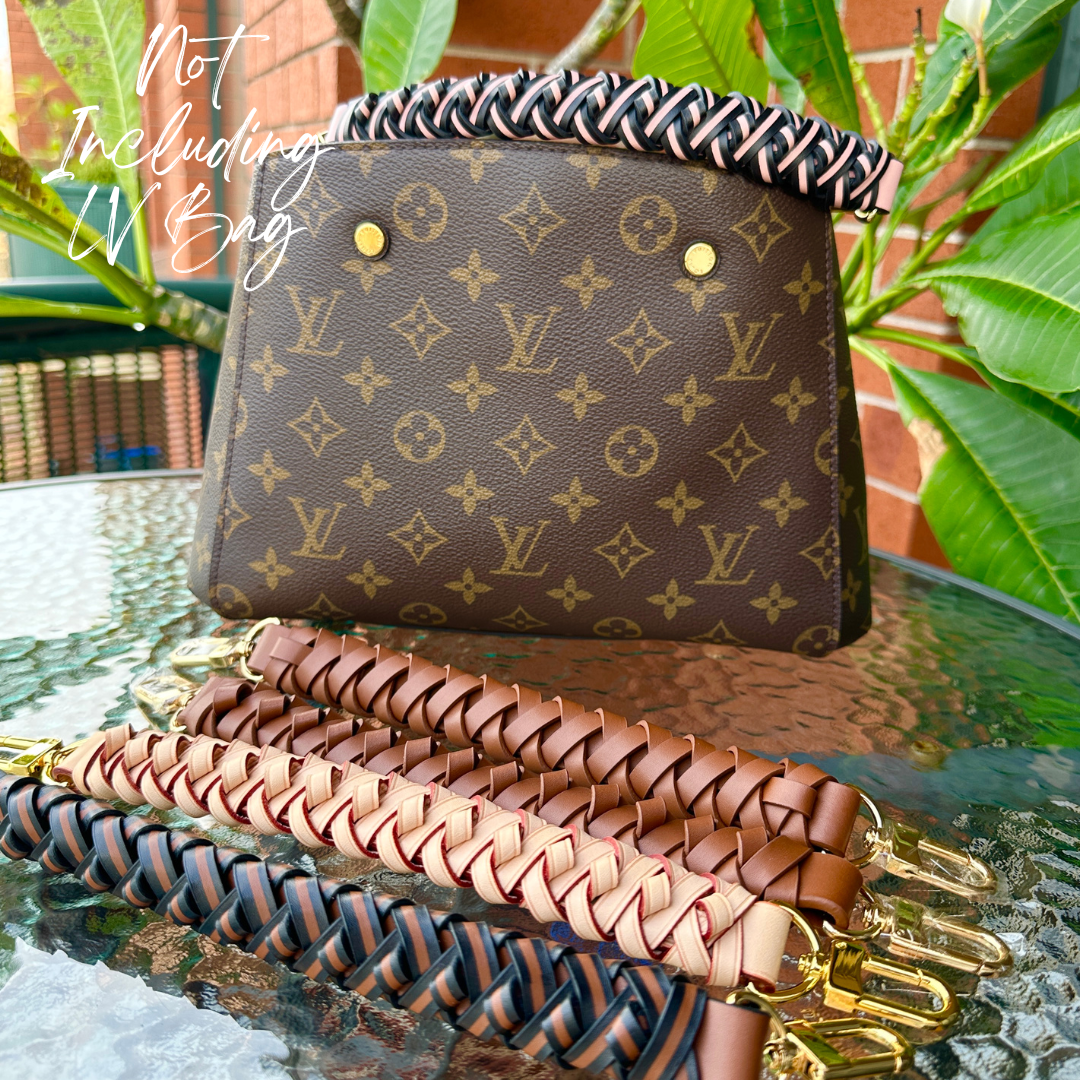 Braided Woven Handbag Strap for LV Bags/ Real Leather, Designer for Top Handle Purse, Gold Silver Brass Clasps