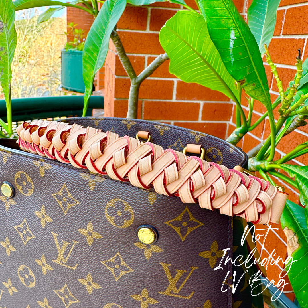 Braided Woven Handbag Strap for LV Bags/ Real Leather, Designer for Top Handle Purse, Gold Silver Brass Clasps