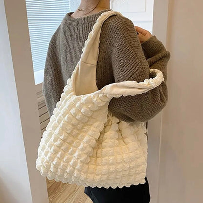 Korean Bubble Cloud Bag Casual Portable Fashion Shoulder Bag Large Capacity Shopping Tote Top-handle