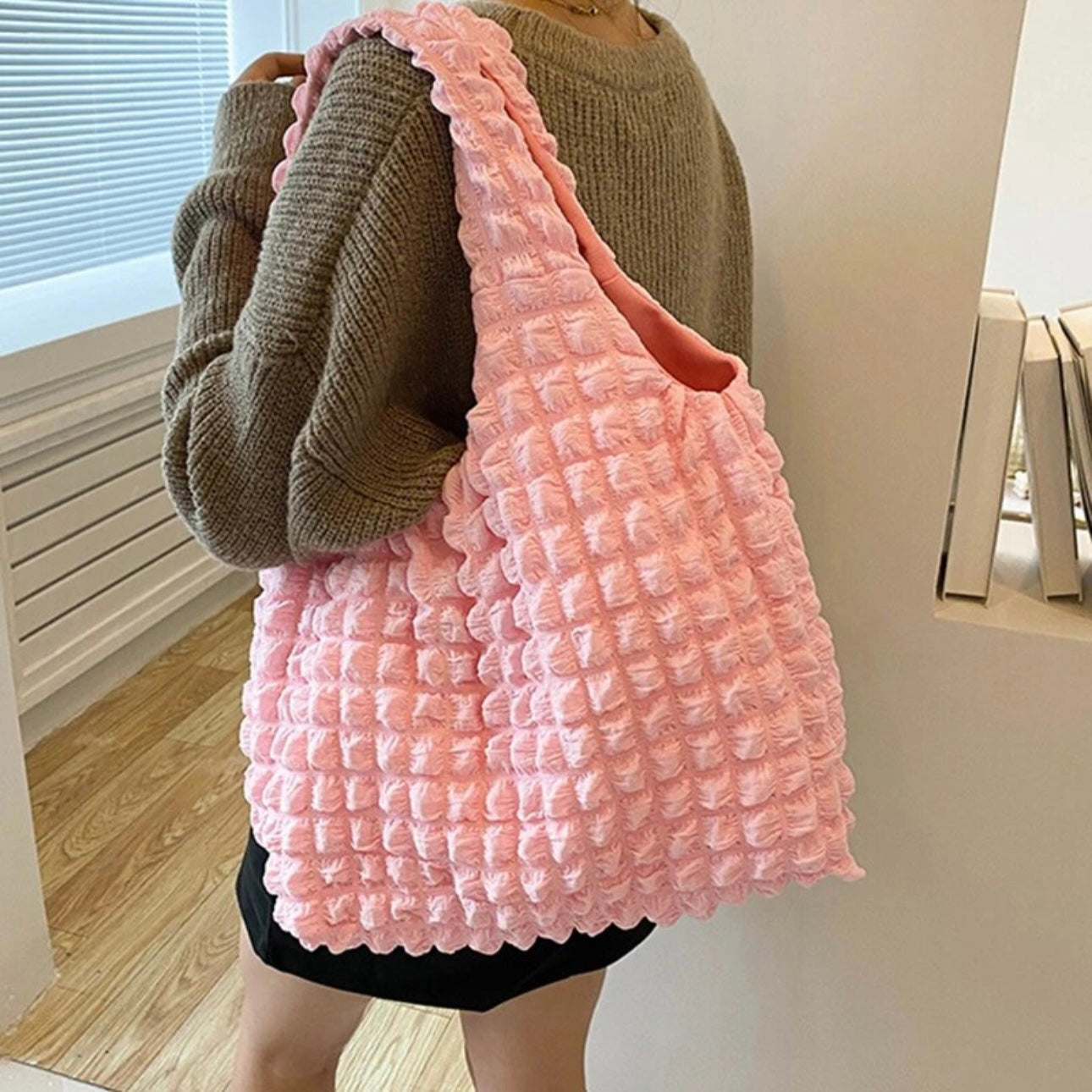 Korean Bubble Cloud Bag Casual Portable Fashion Shoulder Bag Large Capacity Shopping Tote Top-handle