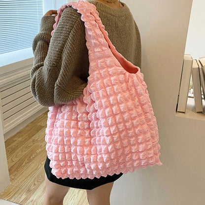 Korean Bubble Cloud Bag Casual Portable Fashion Shoulder Bag Large Capacity Shopping Tote Top-handle