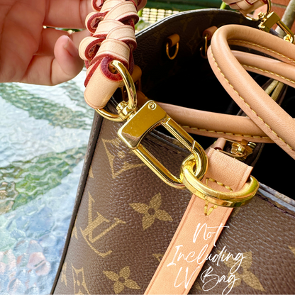 Braided Woven Handbag Strap for LV Bags/ Real Leather, Designer for Top Handle Purse, Gold Silver Brass Clasps