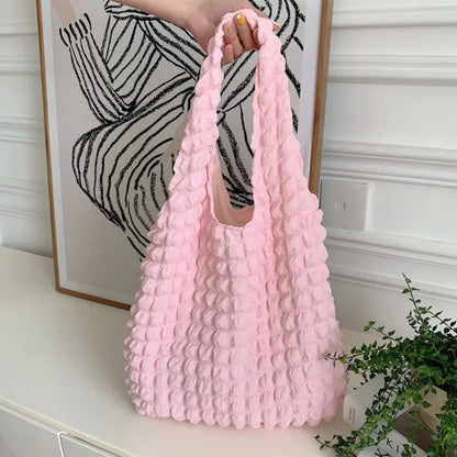 Korean Bubble Cloud Bag Casual Portable Fashion Shoulder Bag Large Capacity Shopping Tote Top-handle