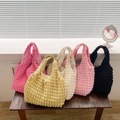 Korean Bubble Cloud Bag Casual Portable Fashion Shoulder Bag Large Capacity Shopping Tote Top-handle