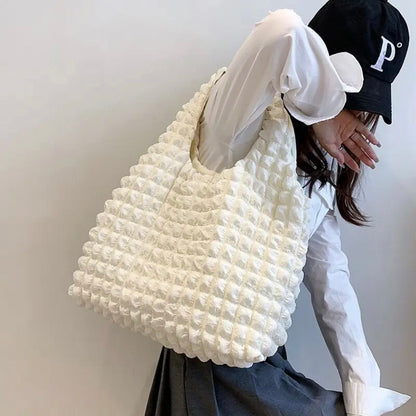 Korean Bubble Cloud Bag Casual Portable Fashion Shoulder Bag Large Capacity Shopping Tote Top-handle