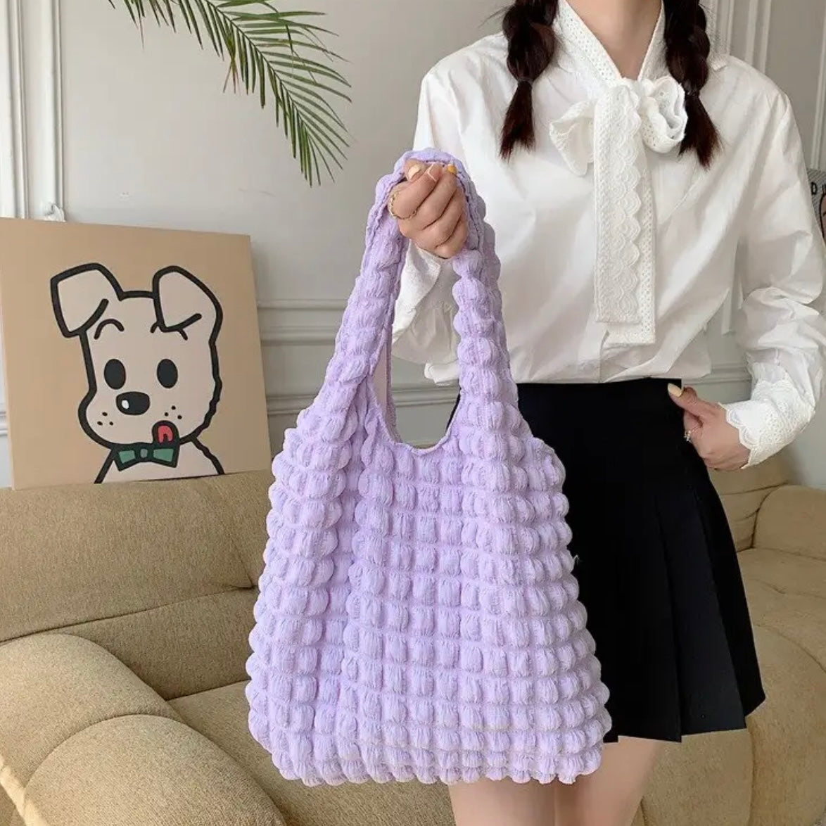 Korean Bubble Cloud Bag Casual Portable Fashion Shoulder Bag Large Capacity Shopping Tote Top-handle